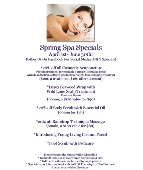 spring spa specials     feel amazing  spring