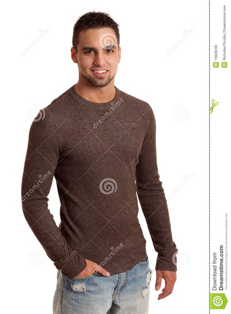 man  sweater  jeans stock photo image  standing