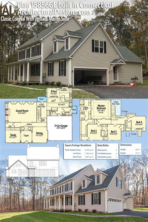 plan ge classic colonial house plan  upstairs master suite colonial house plans