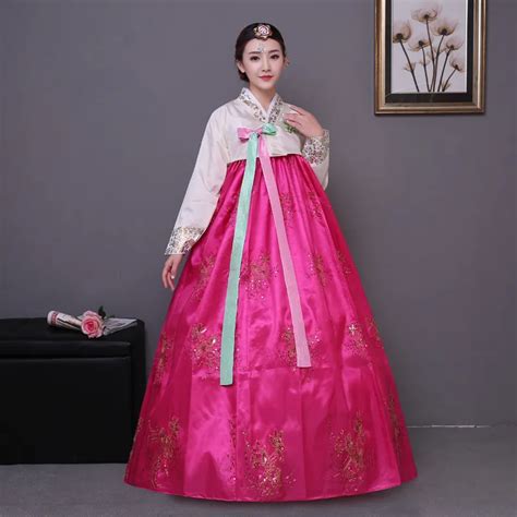 buy 2017 embroidery korean traditional dress women