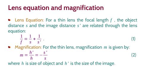 lens equation  magnification lens equation  cheggcom