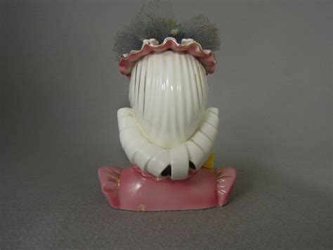 Vintage Lefton Barbara Head Vase Rare Flower And Top