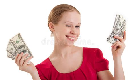 beauty funny girl winks holds the money stock image image of excitement beauty 23826245