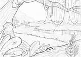 Jungle Coloring Pages Drawing Forest Scene Scenery Easy Pencil Colouring Drawings Simple Landscape Rainforest Jumanji Background Line Printable Color Drawn sketch template