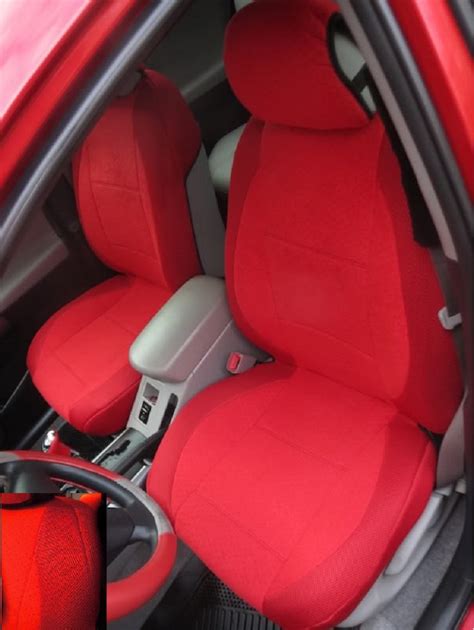 Two Front Custom Red Velour Synthetic Car Seat Covers