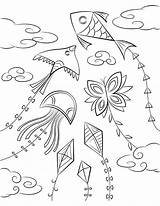 Kite Coloring Pages Colouring Printable Kites Clipart Chinese Museprintables Drawing Paper Kids Print Webstockreview Template sketch template