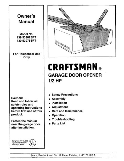 craftsman srt user manual garage door opener manuals  guides