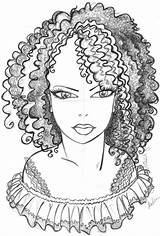 Girl Coloring Pages Girls Drawing Afro Getdrawings sketch template