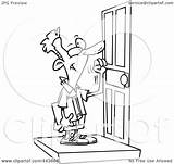 Door Knocking Boy Clipart Cartoon Clip Royalty Outline Illustration Animal Rf Leishman Ron Line Clipground sketch template