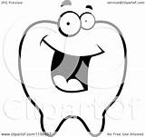 Tooth Happy Clipart Cartoon Character Coloring Vector Clip Outlined Cory Thoman Royalty Clipartof sketch template