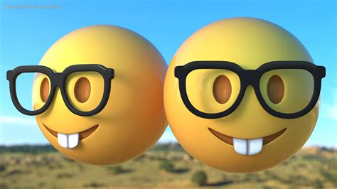 nerd face emoji model turbosquid