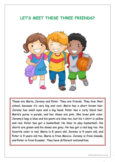 reading comprehension for kids worksheet free esl printable