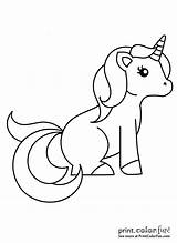Unicorn Sitting Little Coloring Sweet Down Color Pages Printable Cute Drawing Printcolorfun Birthday Rainbow Print Happy sketch template