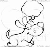 Dog Happy Clipart Dreaming Outlined Cartoon Coloring Vector Cory Thoman Royalty sketch template
