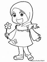 Princess Coloring Hijab Gambar Muslimah Pages Kecil Bunga Template sketch template