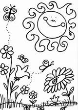 Coloring Spring Pages Printable Season Colouring Break Color Springtime Summer Kids Sheets Landscape Preschool Print Drawing Nature Clipart Activities Seasons sketch template
