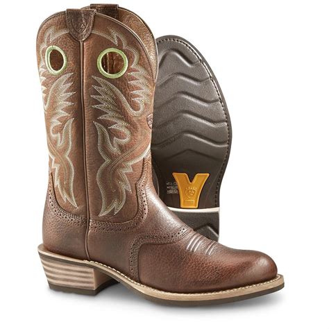 ariat mens roughstock  toe cowboy boots  cowboy western boots  sportsmans guide