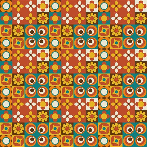 retro floral tile geometric seamless pattern  vector art  vecteezy