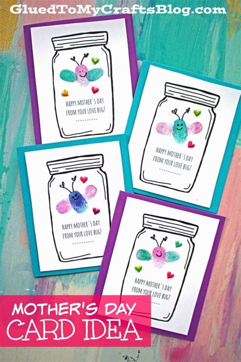 thumbprint mothers day love bug cards
