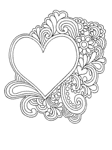 coloring pages  hearts  flowers coloring pages world