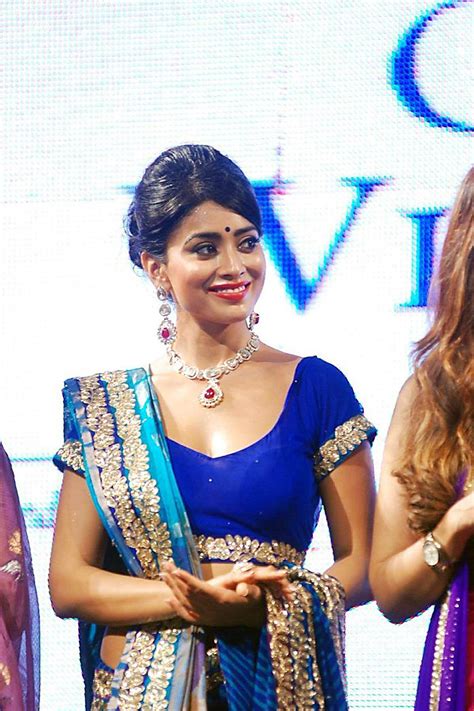 shriya saran south indian actress blue saree images on