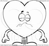 Mascot Sick Suit Heart Card Clipart Coloring Cartoon Outlined Vector Cory Thoman Royalty sketch template
