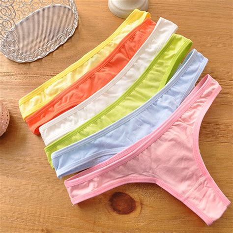 Solid Cotton Bandage G String Teenage Underwear Panties Intimates