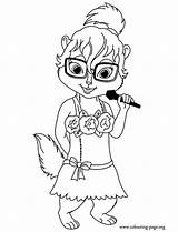 Coloring Chipmunks Alvin Pages Jeanette Chipettes Colouring sketch template