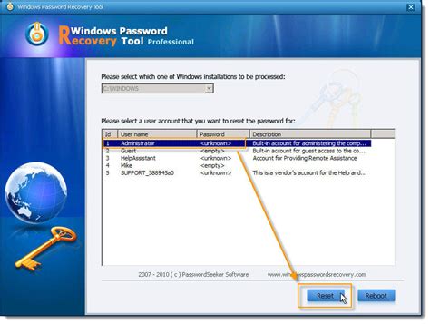 password unlocker password reocvery password hacker unlock windows xp password in safe mode
