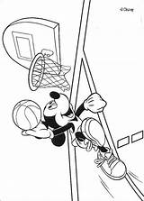 Mickey Basketball Mouse Coloring Playing Pages Color Print Disney Basket Hellokids sketch template
