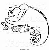 Cartoon Lizard Chameleon Vector Happy Coloring Outlined Ron Leishman Royalty sketch template