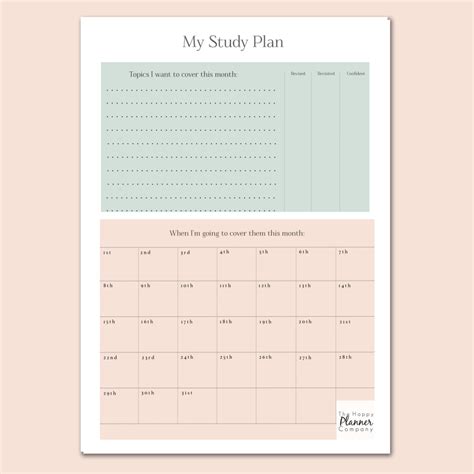 printable monthly study plan   happy planner company