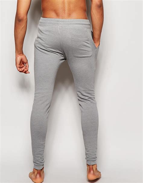 lyst asos loungewear super skinny joggers  gray  men