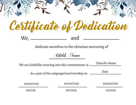 baby dedication certificate template postermywall