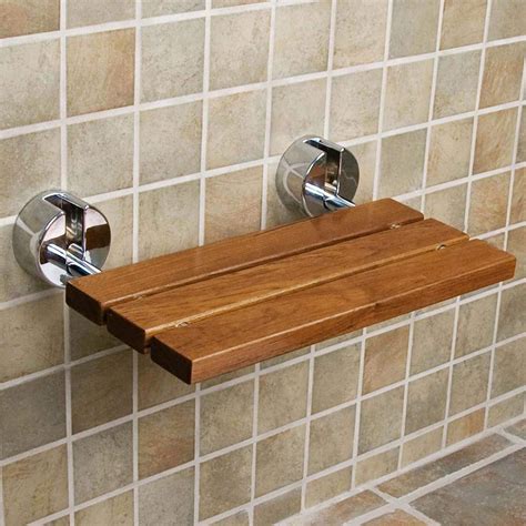 clevr  teak modern folding shower seat bench dark wood medical wall