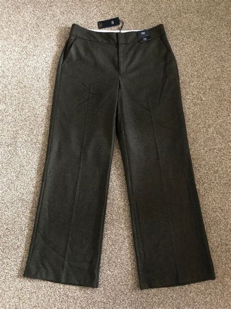 check     ms collection  wool mid rise wide ladies trousers uk eu regular