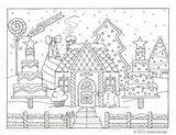 Coloring Gingerbread Pages House Christmas Winter Drawing Scene Sheets Scenery Colouring Adult Pdf Scenes Printable Kids Man Getdrawings Choose Board sketch template