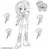 Dash Rainbow Coloring Girls Equestria Pages Kids Printable sketch template