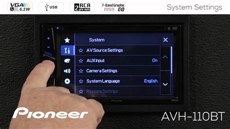 pioneer avh bt system settings menu youtube