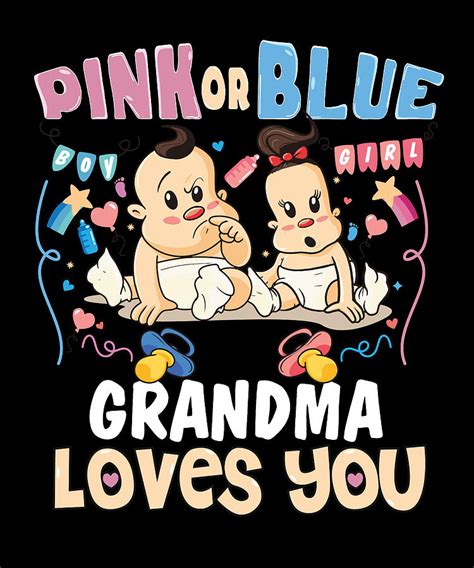 pink or blue grandma loves you best granny ever grandmother digital art