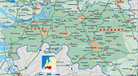 map  north brabant state section  netherlands welt atlasde