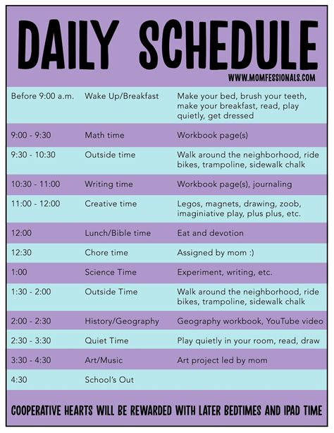 momfessionals daily schedule