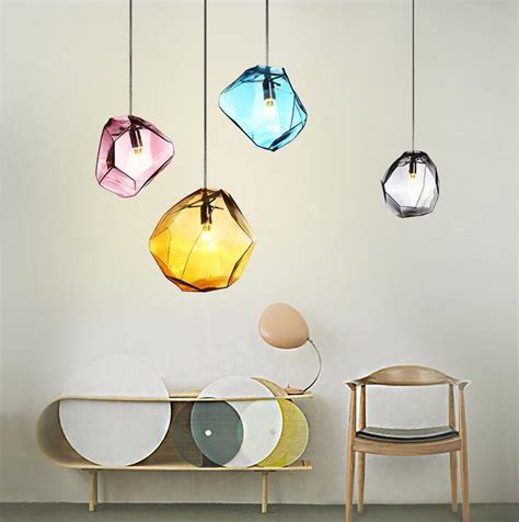 Modern Colored Glass Stone Pendant Light Creative Glass