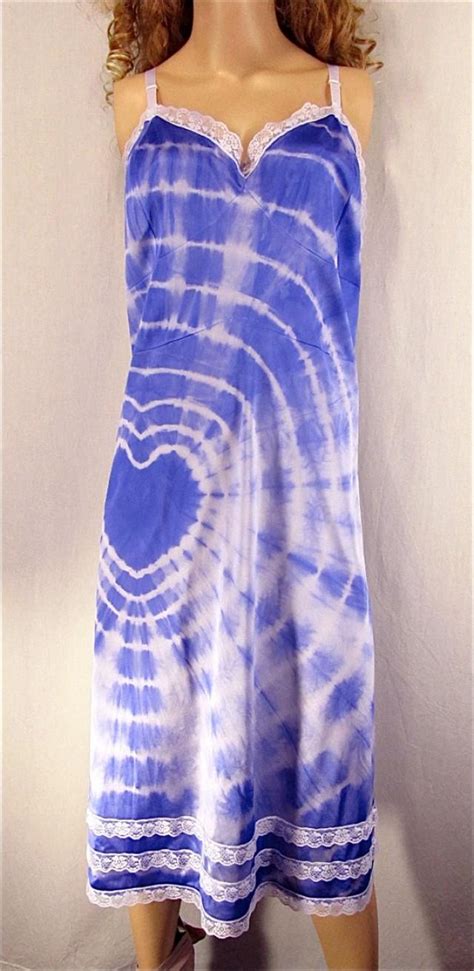 Tie Dye Slip Dress 52 Plus Size Lingerie Upcycled Nightgown Hand Dyed