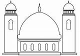 Masjid Moschee Moschea Mewarnai Hitam Stampare sketch template