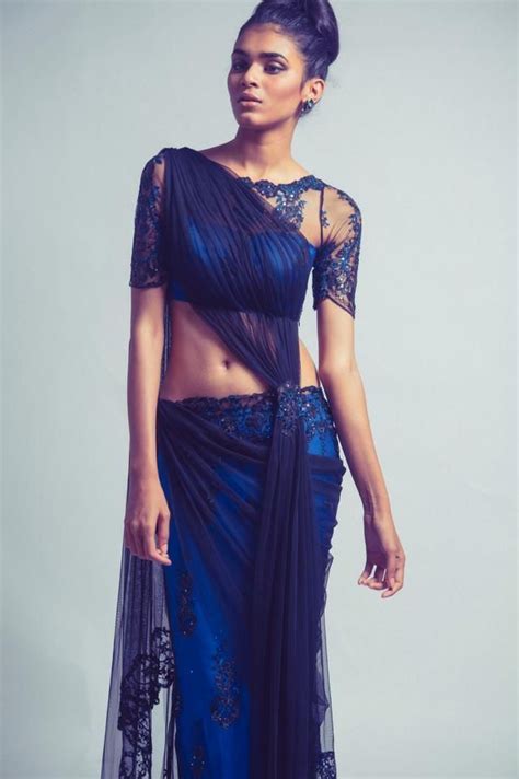 blue lace saree by neeta lulla lace saree neeta lulla indian fashion