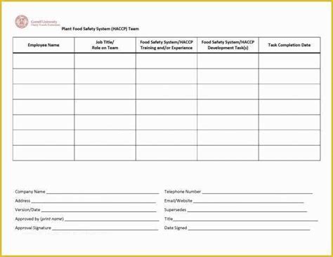 Haccp Templates Free Of Haccp Chart Template Process 3 Prerequisite