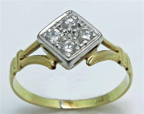 ct gold diamond lozenge ring lot  allbids