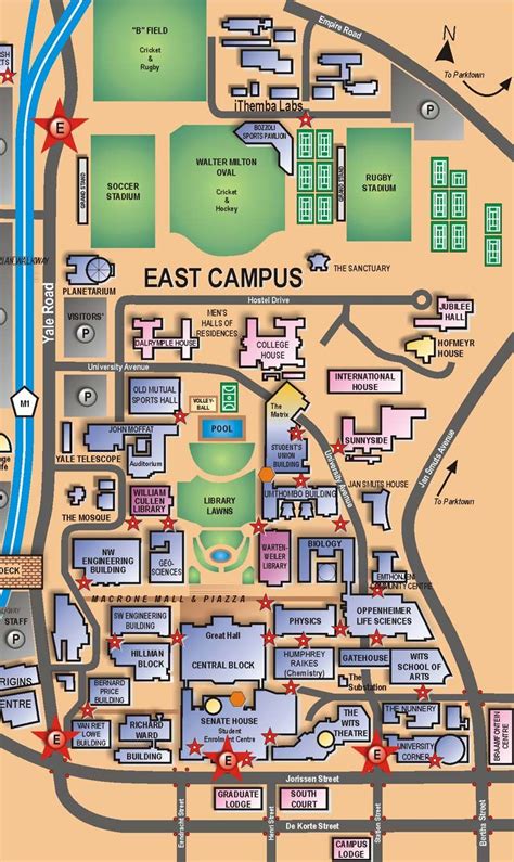 east campus maps visitor information places spaces wits university campus map