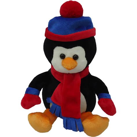sitting holiday penguin  cap  scarf super soft plush